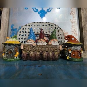 Colorful Gnome Welcome Sign with Houses